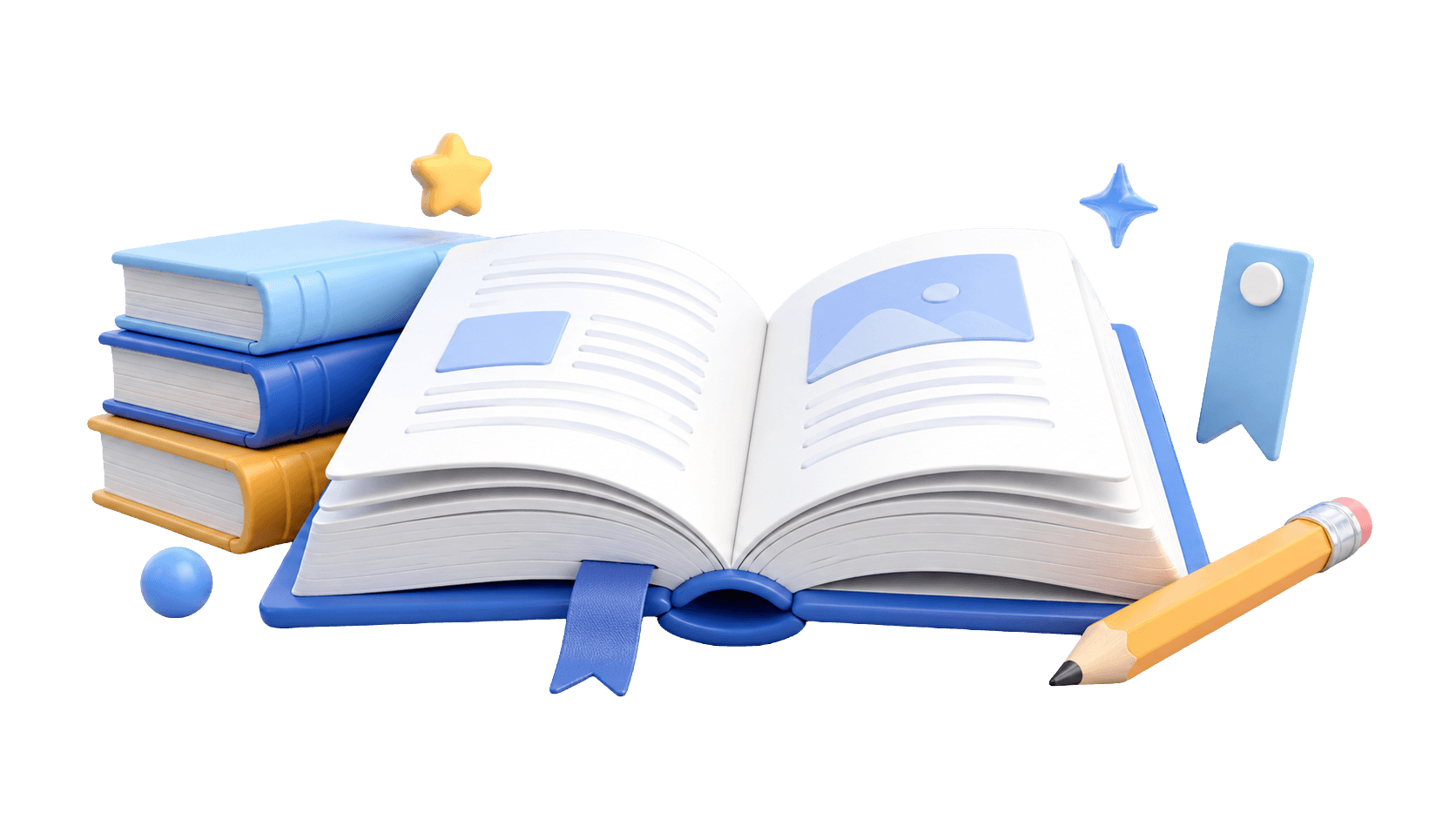 Open textbook with classroom learning materials.
