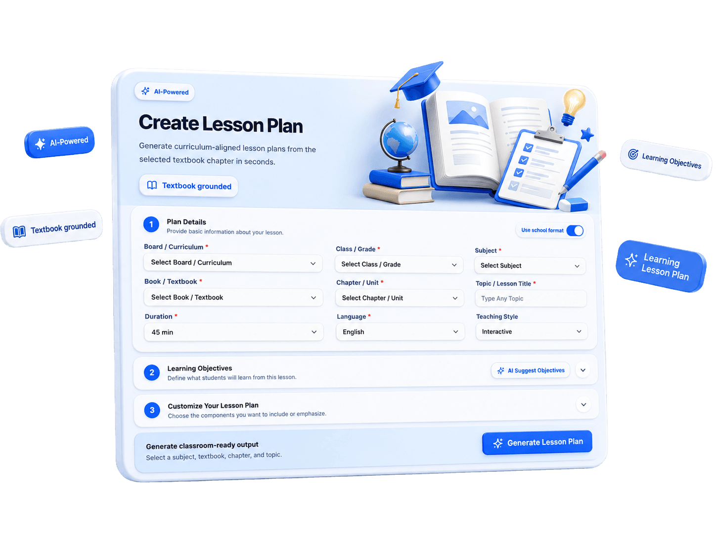 Teacher planning a lesson with textbook details.